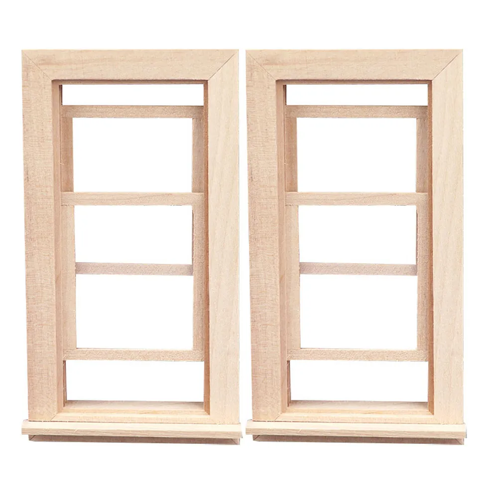 

2Pcs Wooden Dollhouse Window and Door Set 1:12 Scale Unfinished Miniature Sliding Windows Doors for DIY Miniature Home