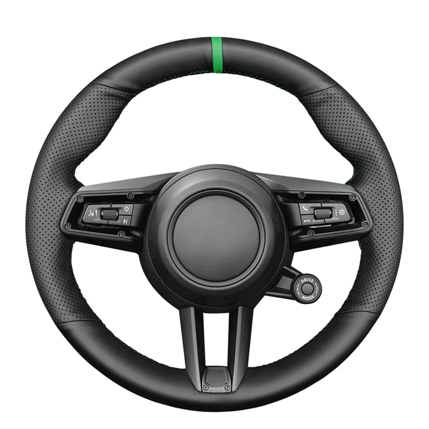 

Black Faux Leather Car Steering Wheel Cover For Porsche 911 992 Taycan Targa 2019-2024