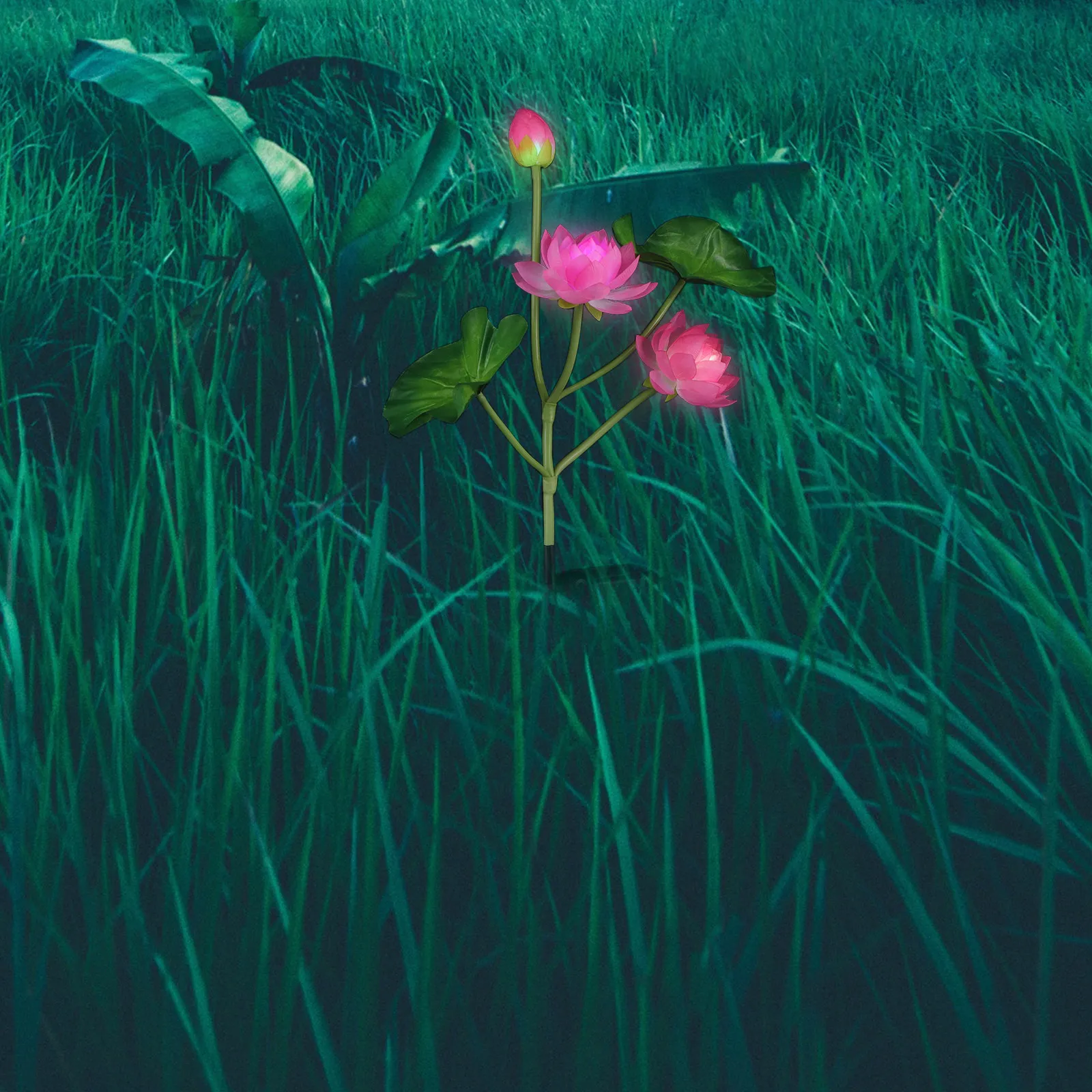 

1Pcs Lotus Flower Solar Lawn Light Solar Powered Garden Decorative Insert Lamp Outdoor Yard Landscape Light