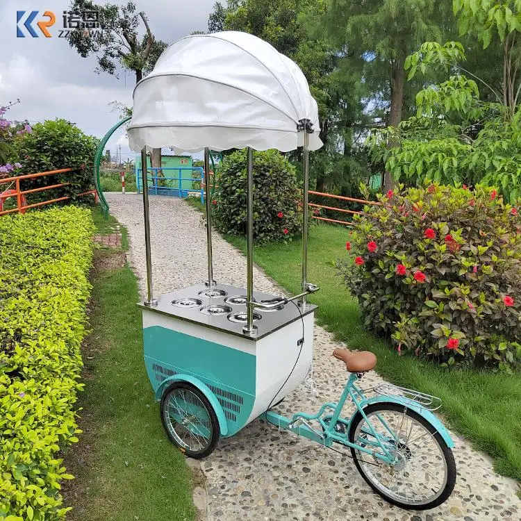 OEM Hot Sale Electric Outdoor Gelato Kiosk Mobile Food Truck Italian Popsicle Ice Cream Bike Cart With Freezer For Sale