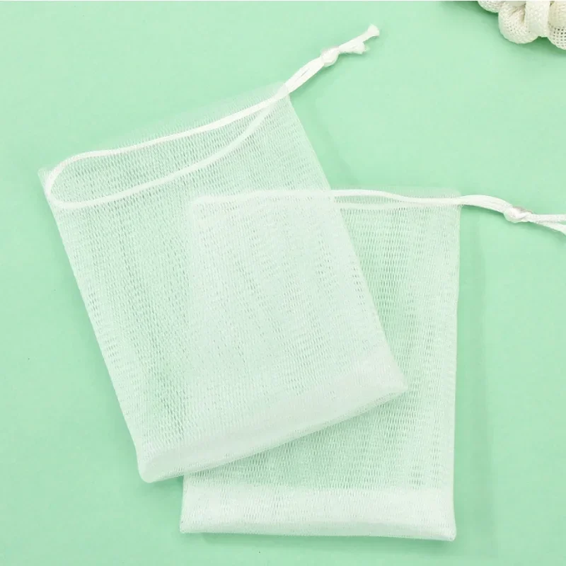 Mesh Foaming Soap Bags Facial Cleanser Foam Bag Drawstring Shower Bubble Foam Net Bath Body Washing Household Cleaning Supplies