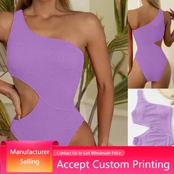 Bikini Set Women's Swimsuit One Piece Cut Out Sexy Bodysuit Women Swimwear 2022 NewTextured Solid Bathing Suits