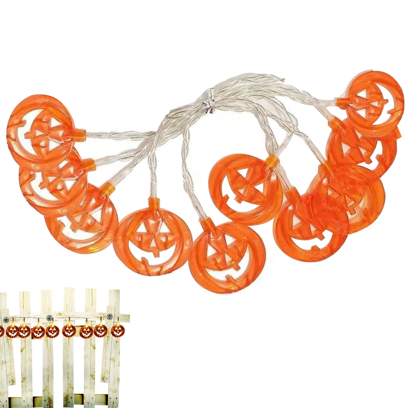 Pumpkin Decor String Lights 3m/9.8ft Halloween Pumpkin String Light 20 LED Waterproof Halloween Pumpkin Jack O Lantern String