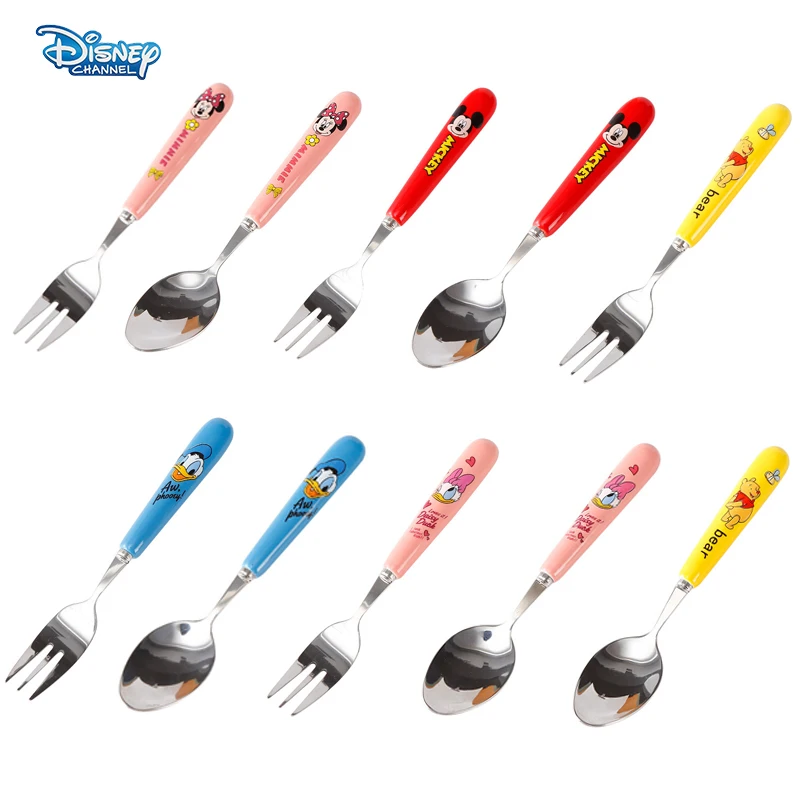 Disney Mickey Minnie Mouse Fork Spoon Fruit Fork Spoon Cartoon Donald Duck Tableware Food Picks for Kids Party Decorations Gift