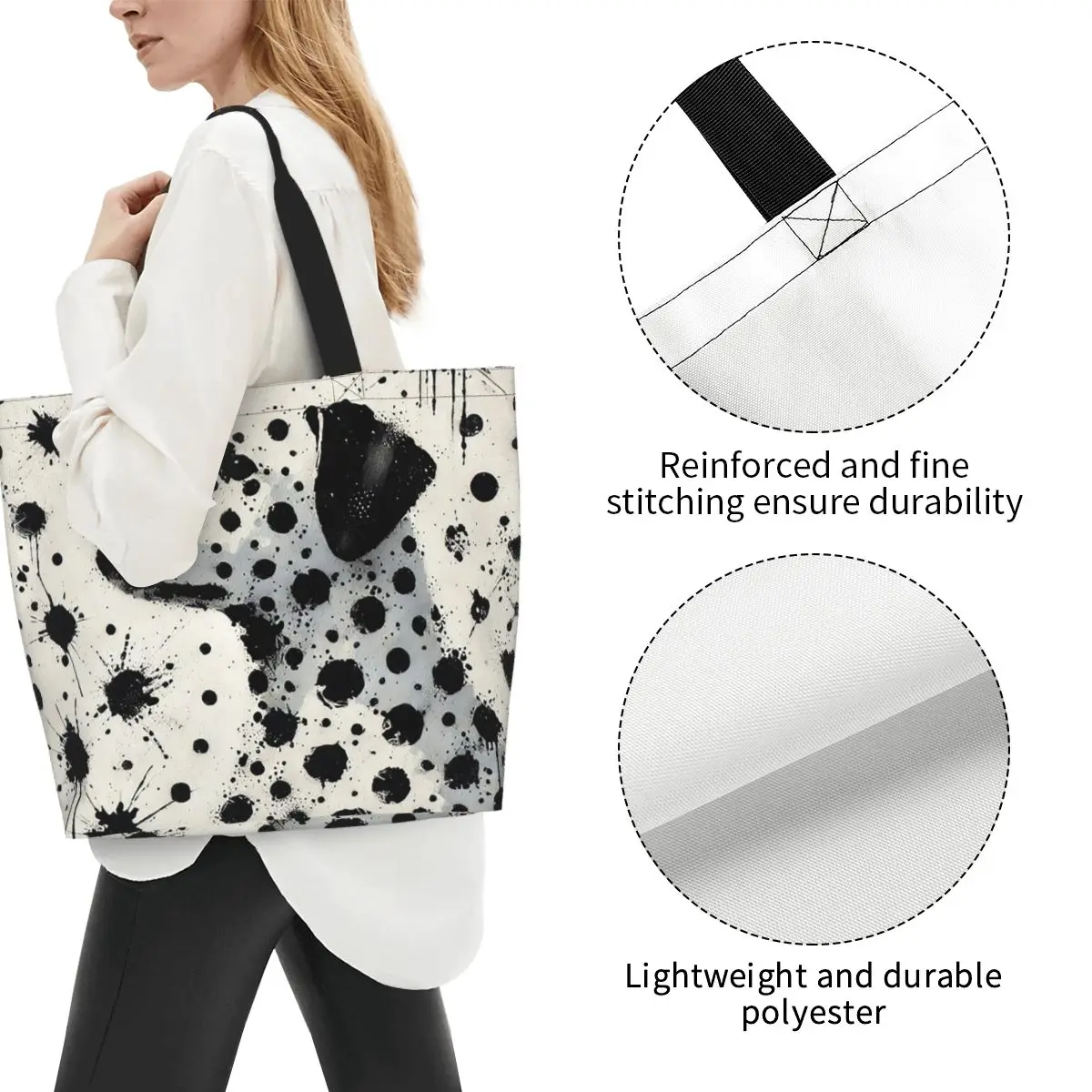 Dalmatian Dreamscape A Splash Of Spots Shopping Tote Bag Canvas Large Capacity Shoulder Bags Shopper Grocery Handbag for Women