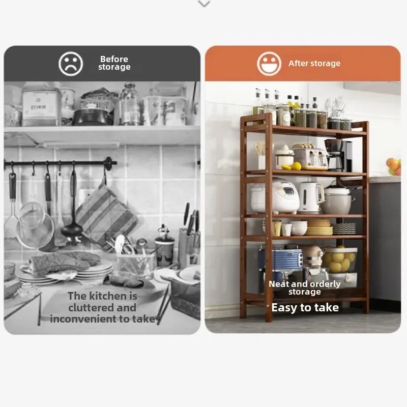 Multi-Tier Metal Shelving Rack Kitchen Storage Shelf Household Floor Standing Laundry Organizer Seasoning Holder Home