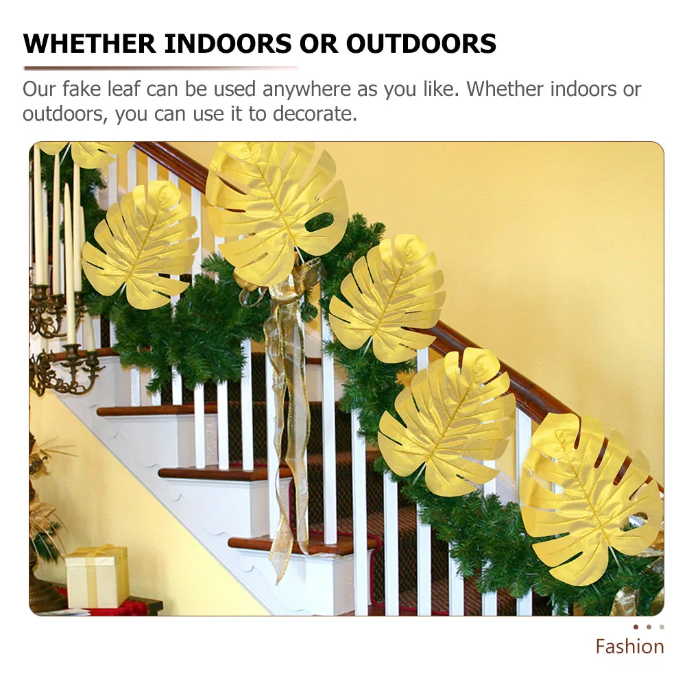 

15 Pcs Golden Turtle Back Leaf Decoration Wedding Leaves Home Faux Decors Monstera Plant Artificial Decorations