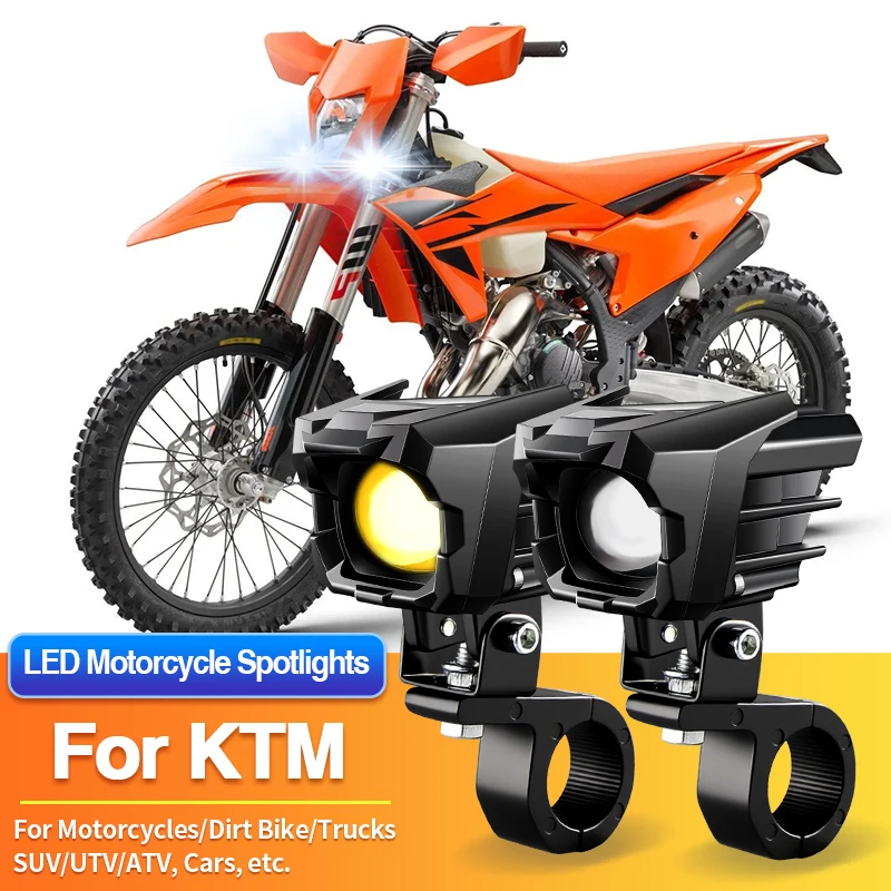 

1 Set LED Motorcycles Headlight 2-Color Fog Light Spotlight Off Road for KTM 250 XC-W TPI/250 Adventure/250 SXF/300 EXC/300 SX