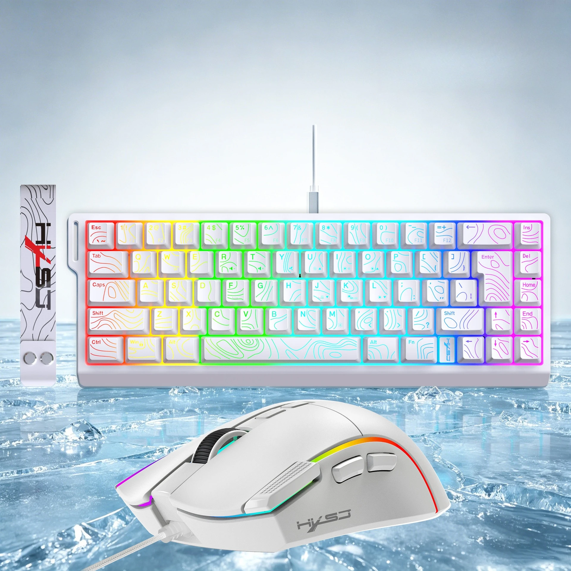 60 Percent Wired Keyboard and Mouse Kit Teclado e Mouse PC Kit 61 Key Key Line Separation Game Keyboard Mouse Set Office Game