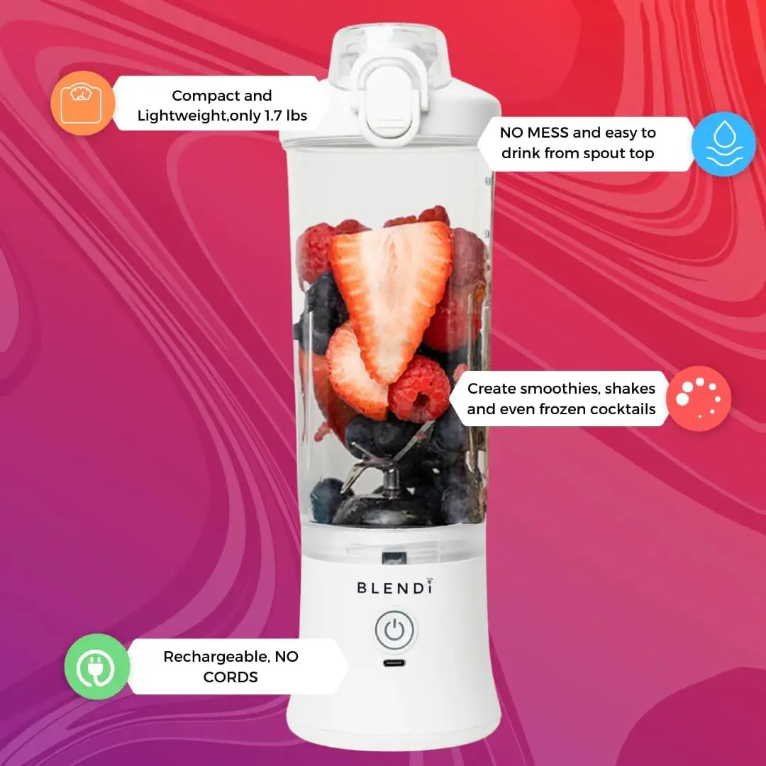 X - เครื่องปั่นเดินทางส่วนตัวแบบชาร์จ USB ปลอดสาร BPA ขนาดใหญ่ 24 ออนซ์ (สีขาว 24 ออนซ์)