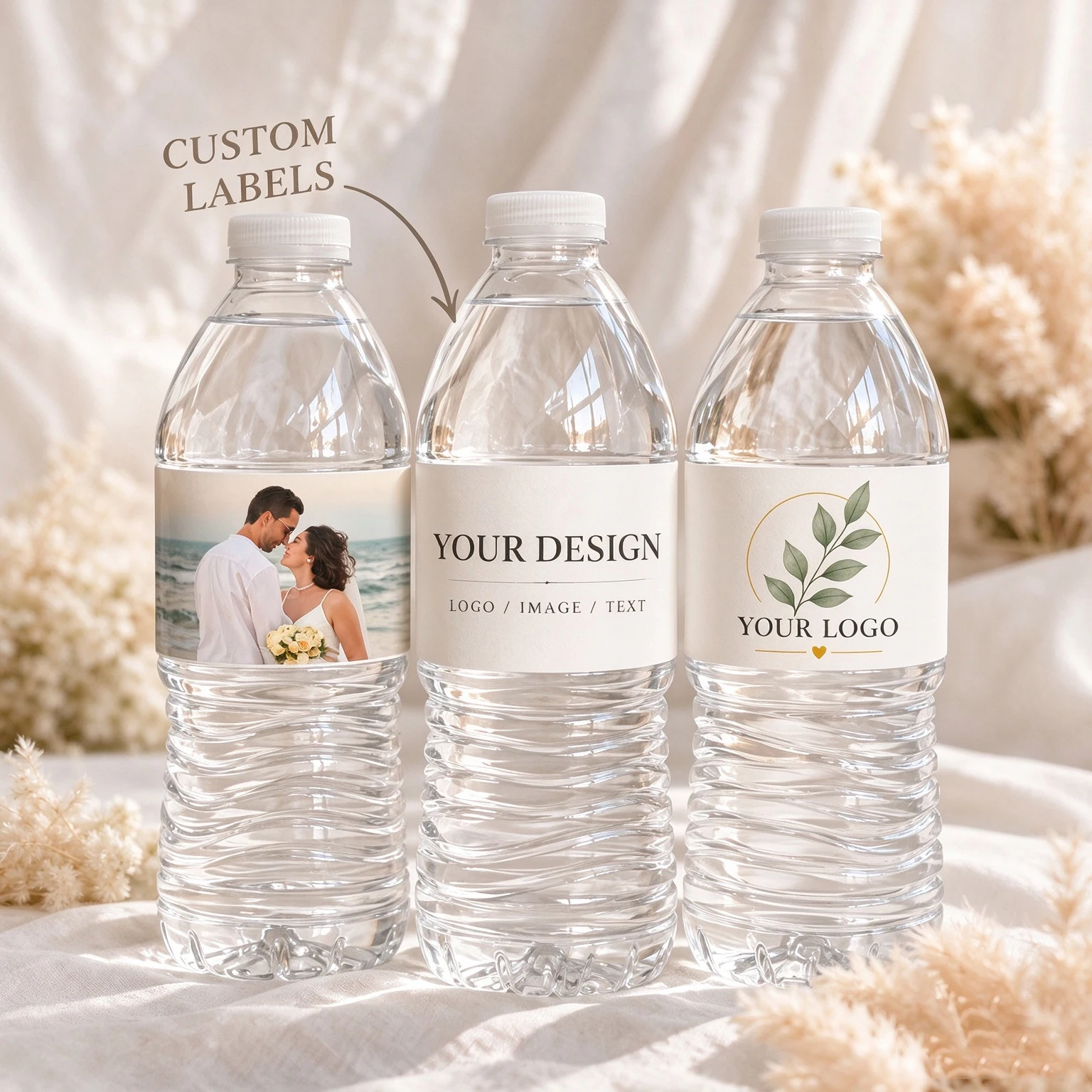 1‑60Pcs Custom Water Bottle Stickers,Personalized Text&Image Tags for Couples,Wedding Drinkware Tags,Romantic Gathering Accents