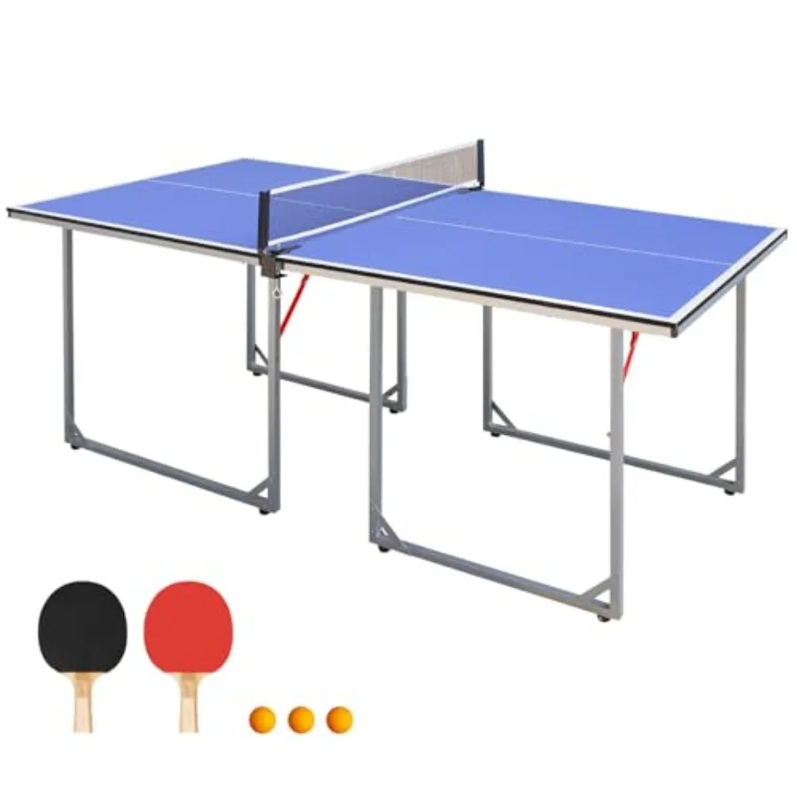 

Foldable Table Tennis Table with Net and Accessories for Indoor Outdoor Use 4.5FT 6FT 9FT MDF Multi-Use Game Table Ideal for Te
