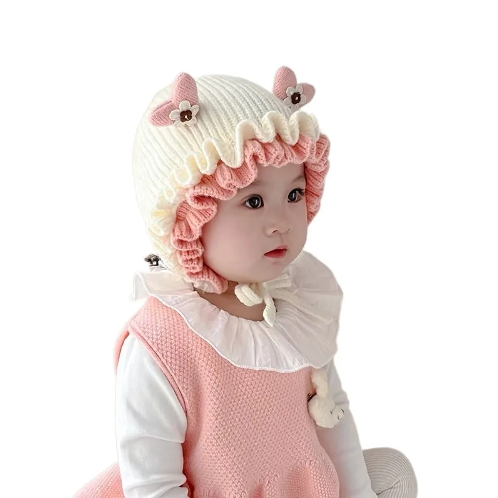 

New Warm Lace Princess Hat Windproof Coldproof Ear Protection Hat Pullover Cap 0-2Y