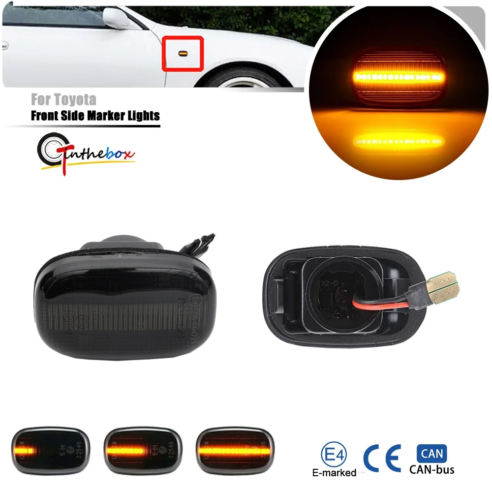Amber Dynamic LED Front Side Marker Lights For Toyota Avensis Camry Caldina Celica Corolla Previa Prius For Lexus GS 300 RX 300
