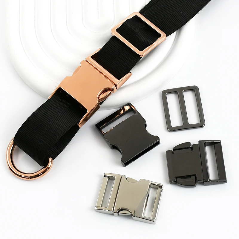 

15/20/25/30/38mm Metal Strap Buckles Backpack Side Release Clasp 2Sets Dog Collar Webbing D Ring Adjuster Sliders Belt Buckle