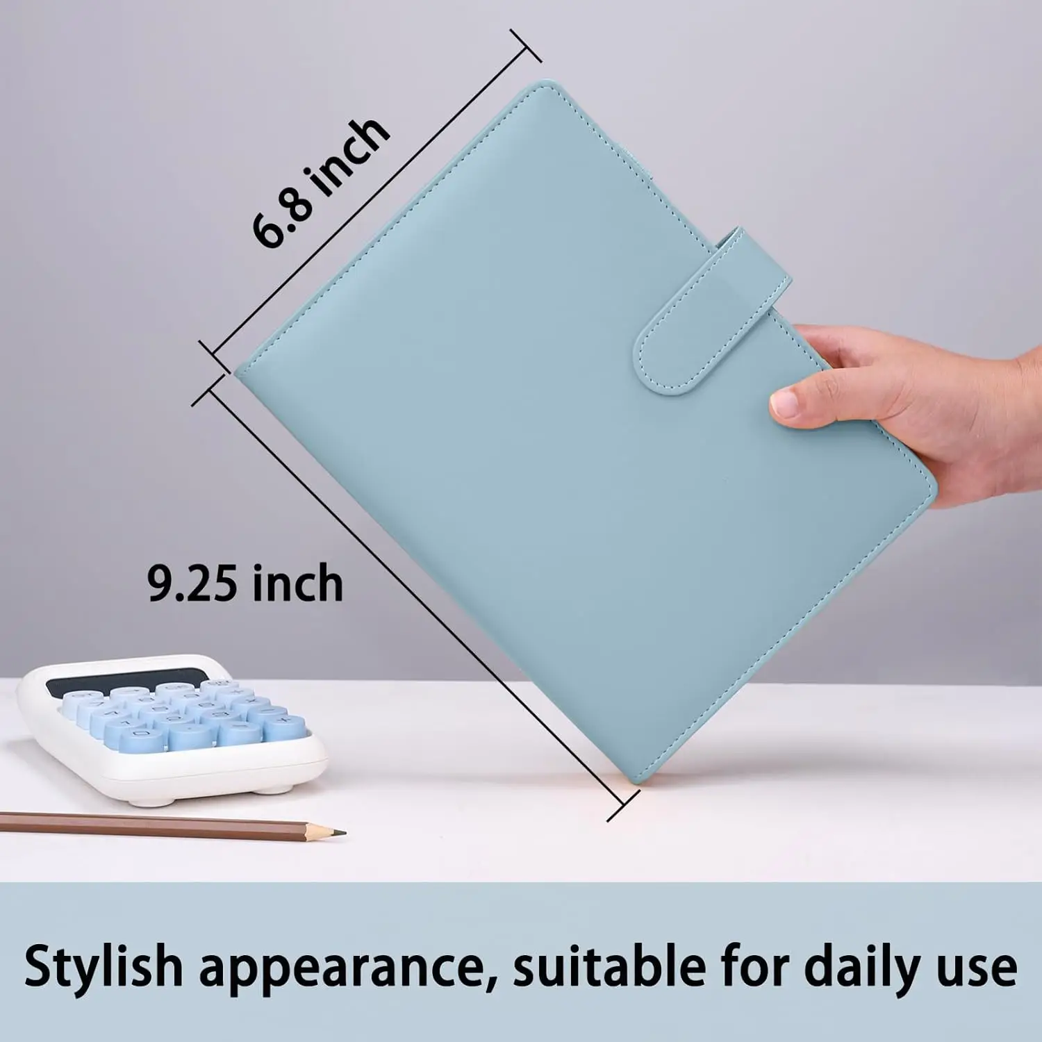 A5 Size PU Leather Binder Budget Wallet 6-Ring Refillable Notebook Cover, Personal Planner Binder with Magnetic Buckle Closure