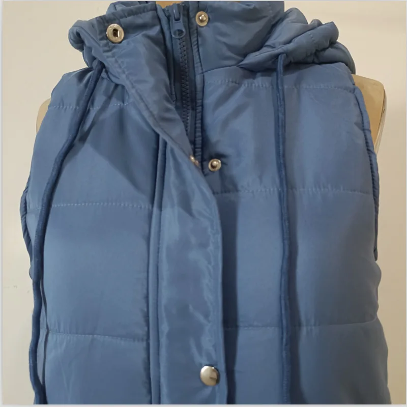 Outono feminino colete inverno puffer parkas casaco 2025 novo casual bolso com capuz feminino sem mangas jaqueta outerwear