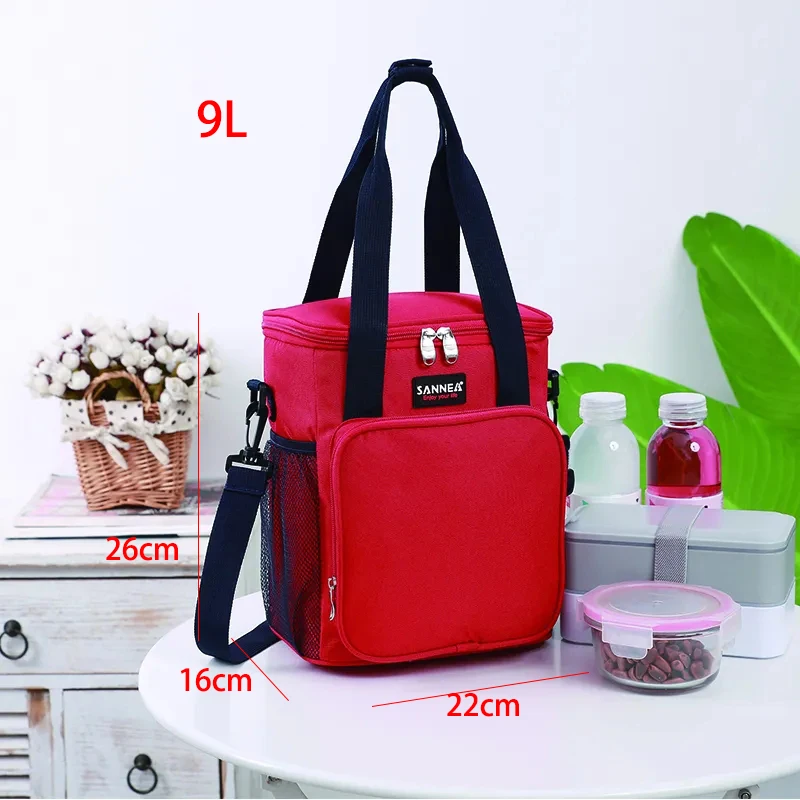 SANNE 9L Waterproof Cooler Bag Frosted Fabric Portable Multifunction Lunch Bag Thermal Food Reusable Insulation Ice Pack