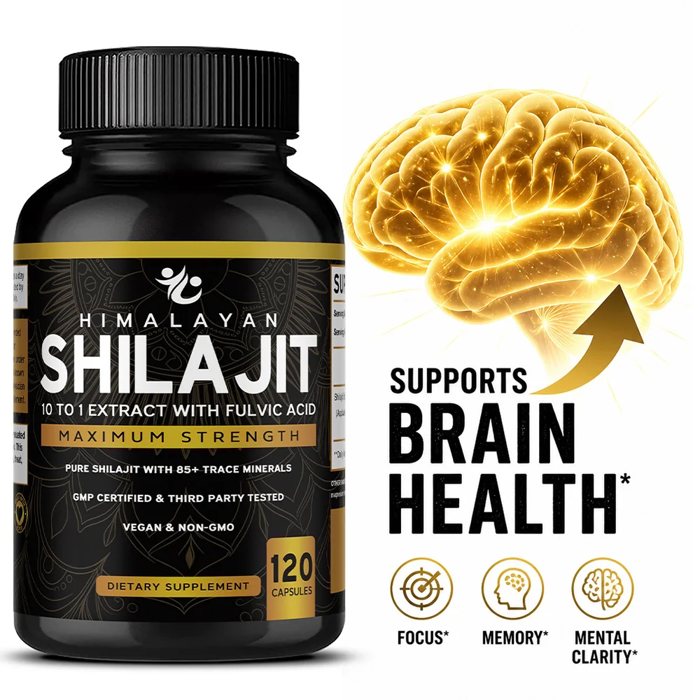Shilajit Capsules with 85+ Trace Minerals, 1000mg Extract Per Serving Himalayan Shilajit for Men & Women - Non GMO, Vegan