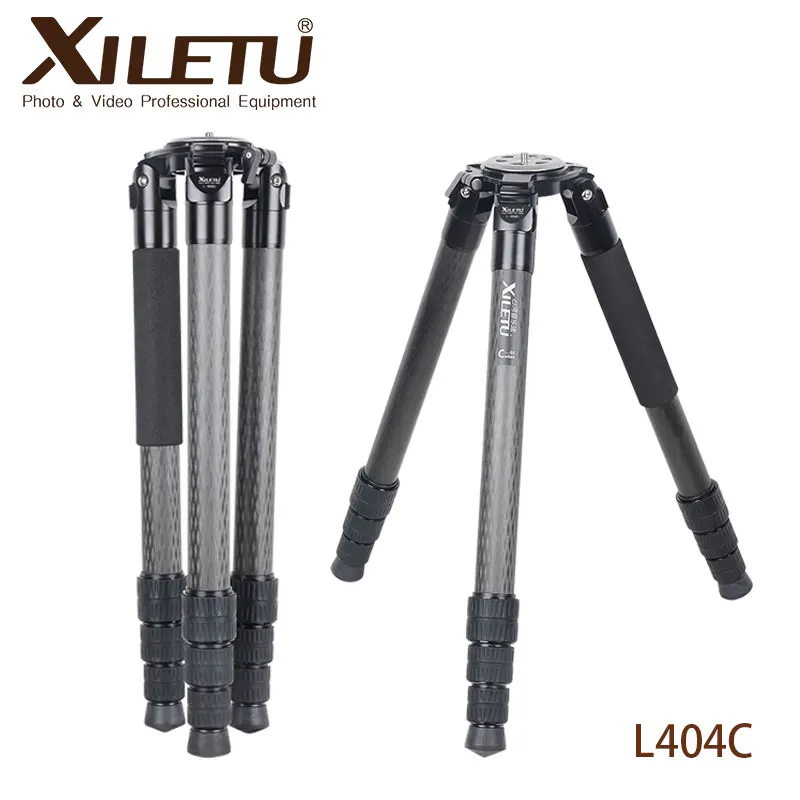 XILETU L-404C Professional Carbon Fiber Tripod for DSLR Camera Hunting Bird Watching Photography, Max Load 30kg