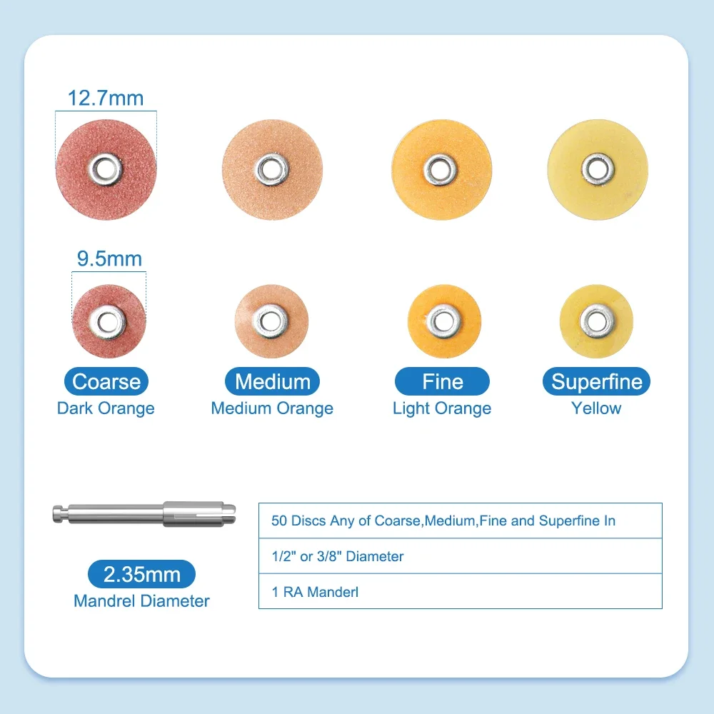 XYSZ 50Pcs/Bag Dental Finishing and Polishing Discs Composites Ceramics and Glass Ionomer Restorations 135℃ Autoclavable