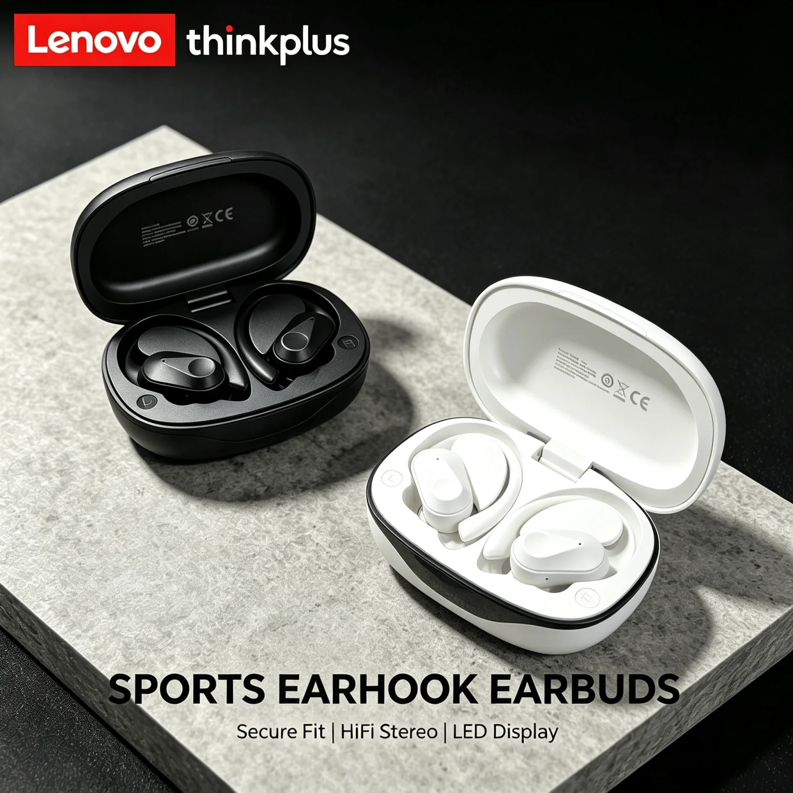 Lenovo LP75 Bluetooth Headset Secure Ear Hook Wireless Earbuds LED Battery Indicator Ergonomic Design Earphone Outdoor Activitie