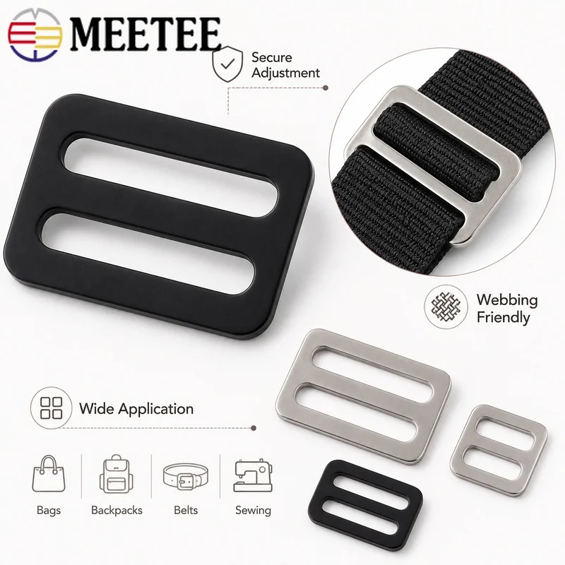 10/20/30Pcs 20-50mm Stainless Steel Tri-Glide Buckles Strap Slider Rings for Backpack Bag Belt Webbing Adjuster Hardware Parts