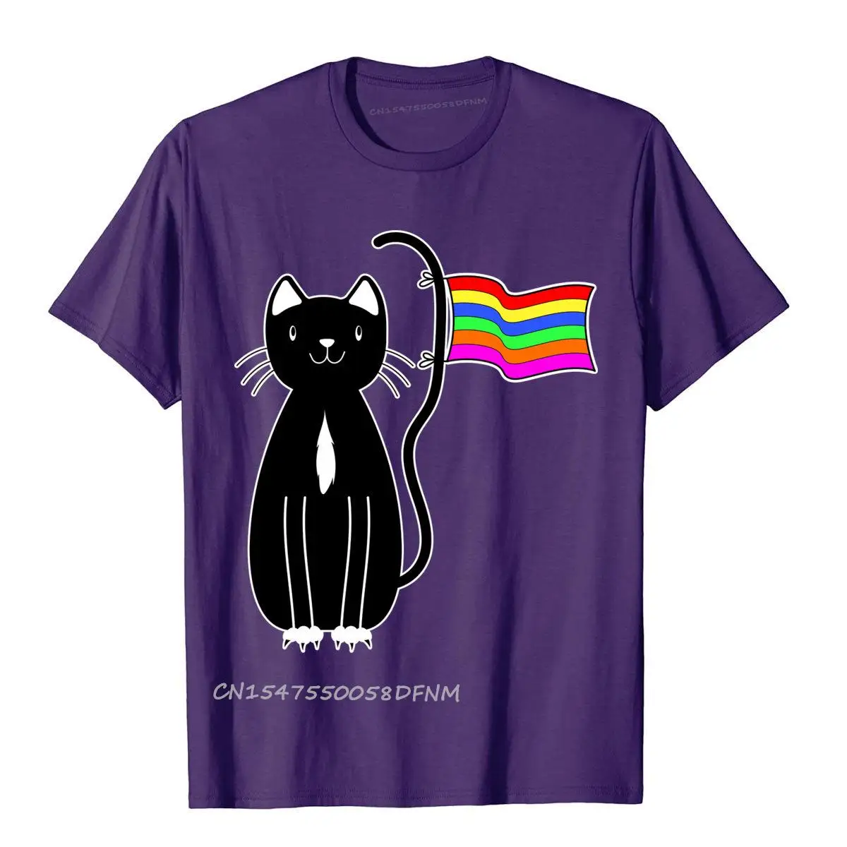 

Premium Cotton Simple Style Harajuku Anime Tops & Tees Plain Men T Shirt Gay Pride Cat For Tight Camisas Hombre