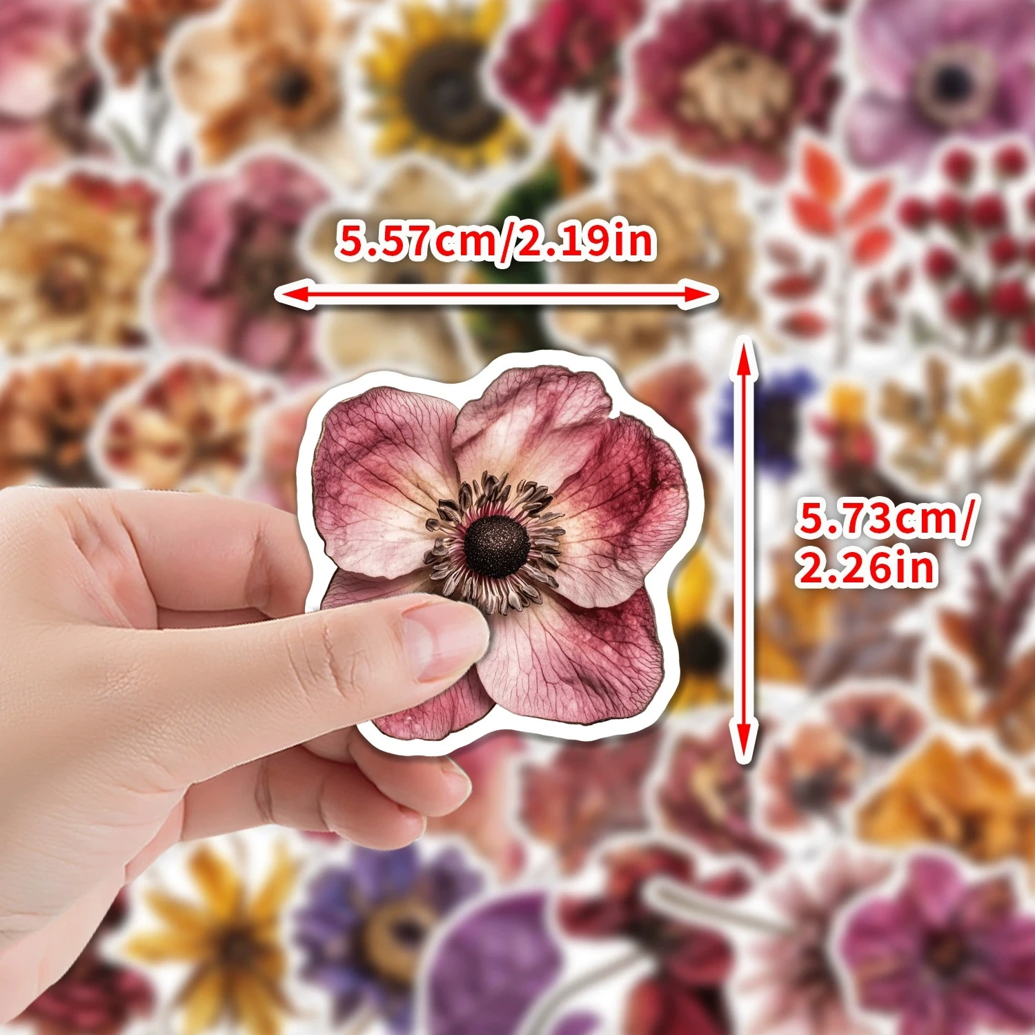 50Pcs Cartoon Flower Graffiti Stickers Waterproof Vinyl Decals for Water Bottle Laptop Phone Case Journal Gift