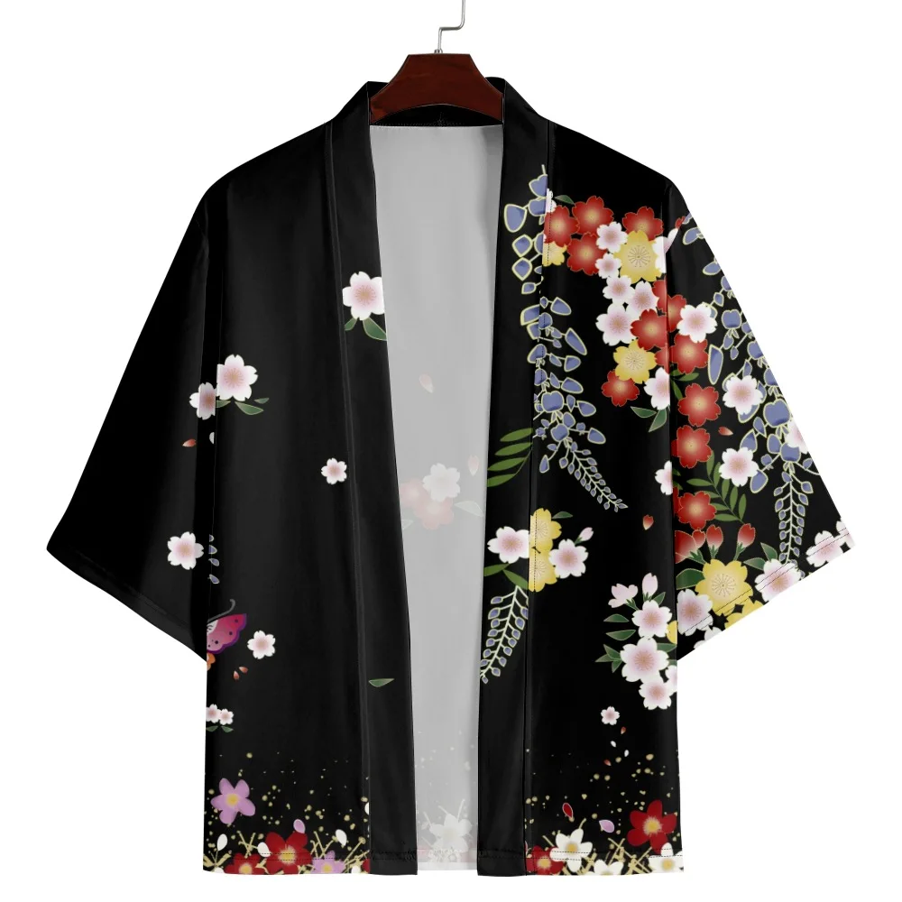 Plus Size 4XL 5XL 6XL Fashion Flower Print Cardigan Haori Women Beach Yukata Japanese Kimono Streetwear Men Traditional Clothing