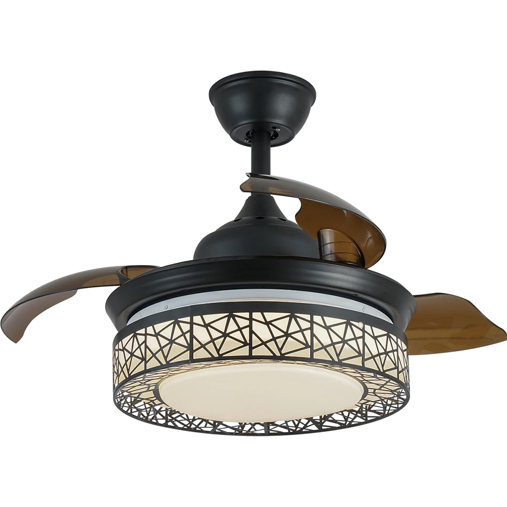 

Cheap Wholesale Modern Indoor Lighting Ceiling Fans Remote Control Led Ceiling Fan Light Retractable Blades