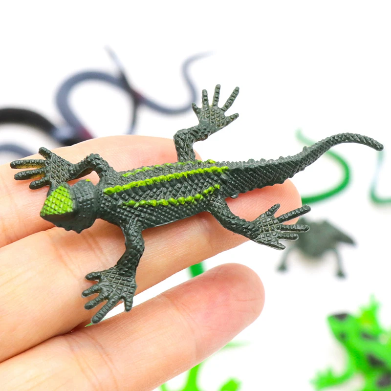 15Pcs Simulation Gecko Frog Snake Toy Model Funny Wacky Realistic Animal Small Toys Children's Prank Scare Toys Holiday Gifts
