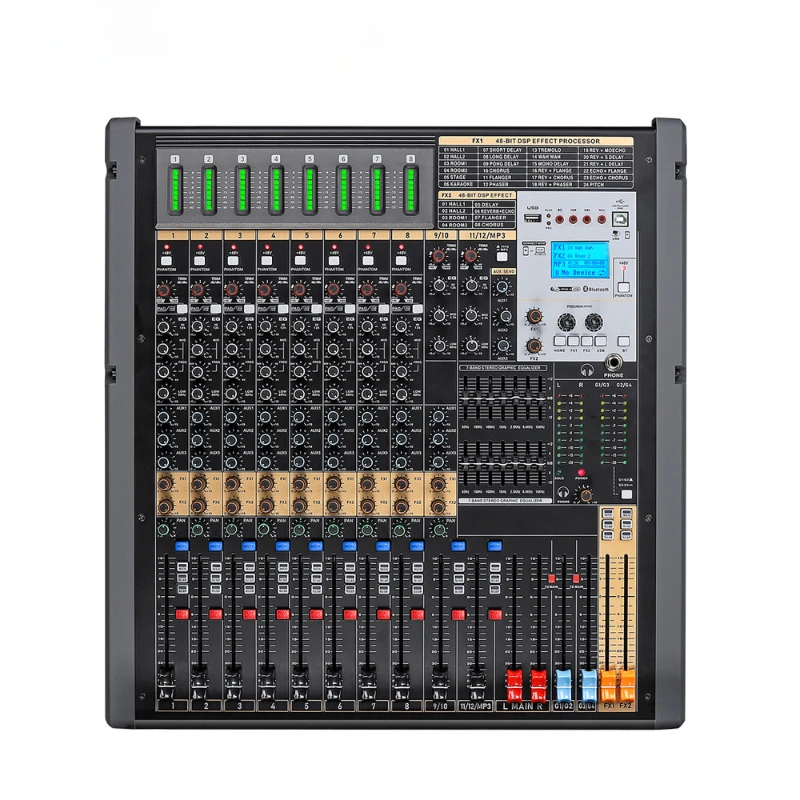 

YYHC TFB-12 New model 12 channels main out-put audio mixer effect sound mixer dj console usb interface controller