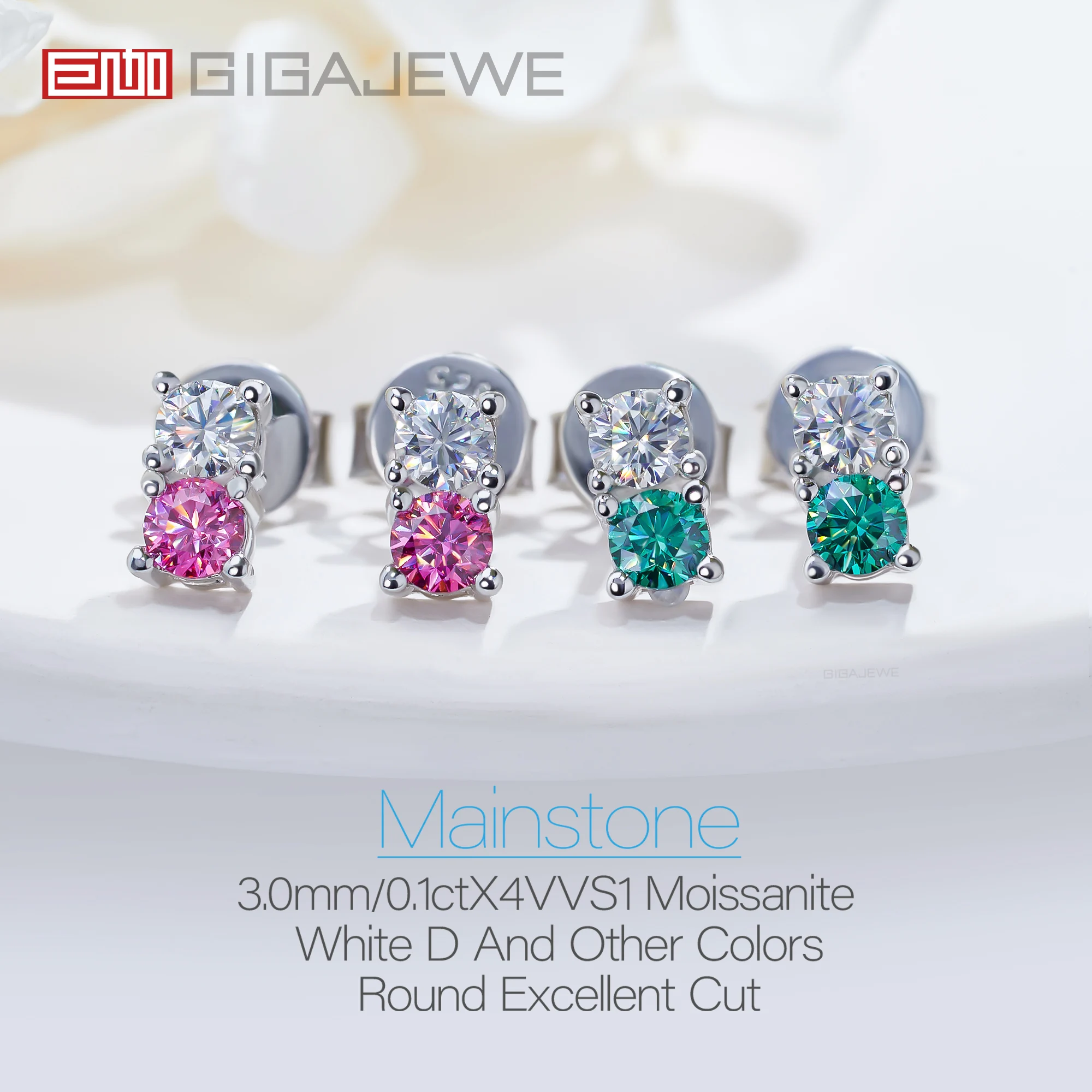 Imagem -02 - Gigajewe-moissanite S925 Brinco de Prata para Mulheres Diamante Banhado a Ouro 18k Verde Natural Novacolor Jóias Rosa Presente para Esposa