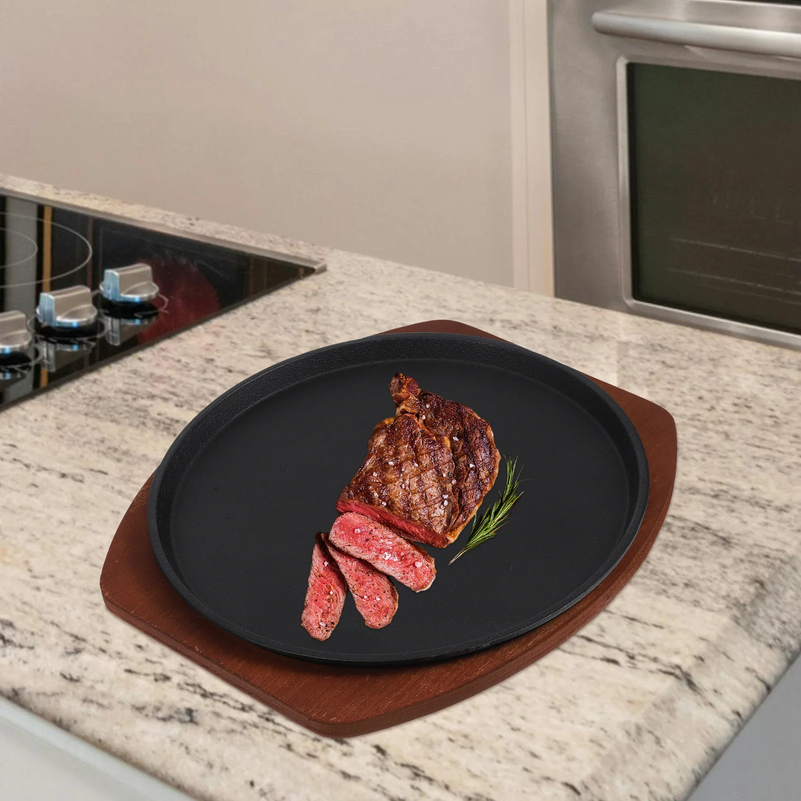 

1 set 1 Set Cast Iron Steak Dual Handle Iron Plate Heat Evenly Kitchen Steak Pan For Grilling Food Outdoor Barbecue Pan