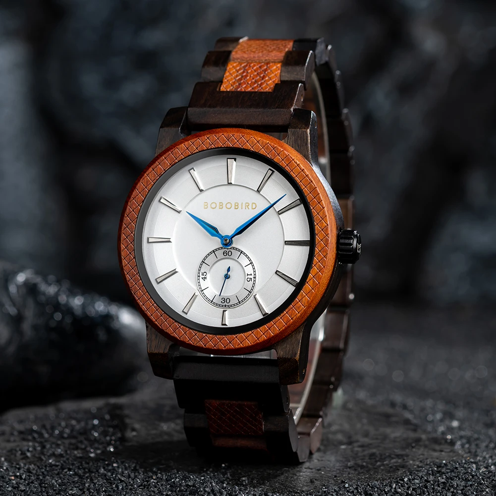 

BOBO BIRD Wooden Watch Top Luxury Brand Men' Wristwatch Wood Timepieces Chronograph Quartz Watches Male Clock in Wood Gift Box