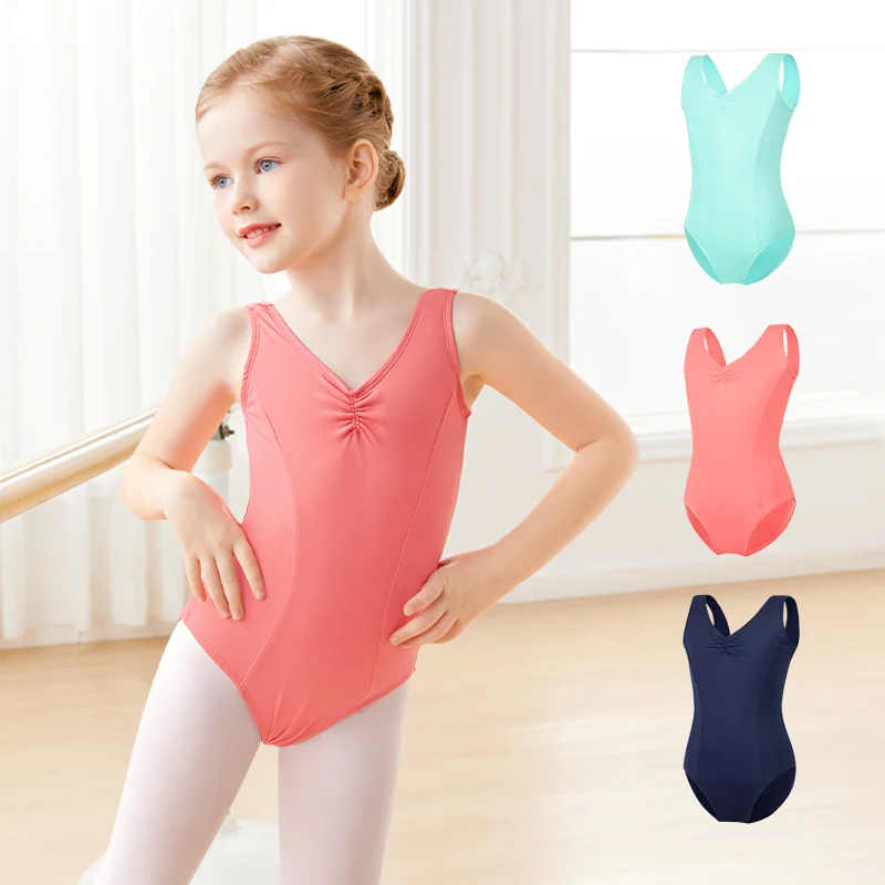 Ballet Leotards for Girls Tank Dance Leotard with Full Lining Kids Nylon Classic Gymnastic Bodysuit Vest Ballerina Dance Outfit