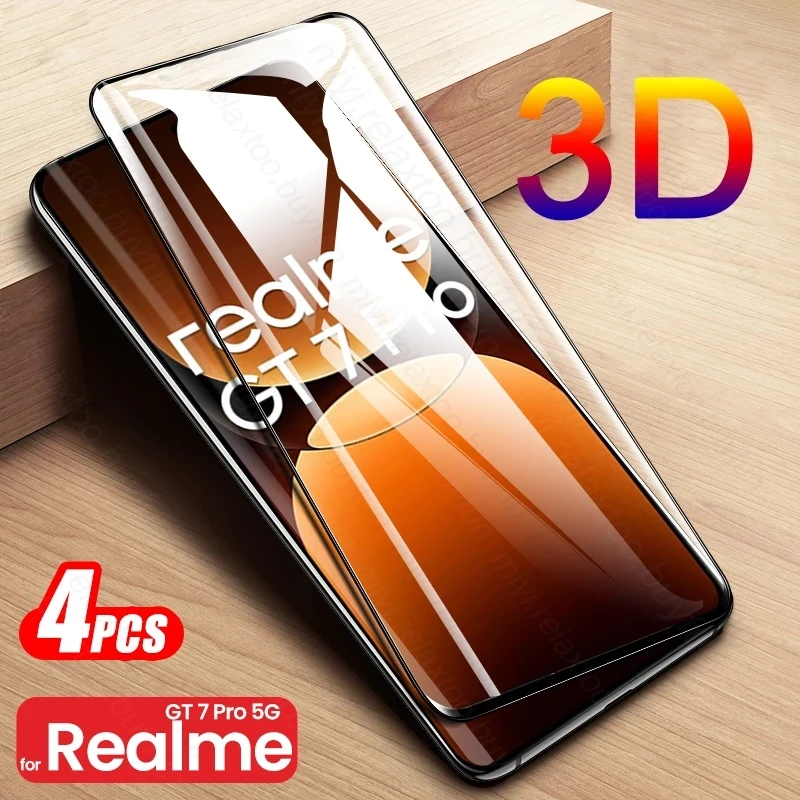 Realmi GT7 Pro Glass 4Pcs 3D Curved Tempered Glass for Realme GT 7 Pro 7Pro GT7Pro 5G RMX5010,RMX5011 6.78