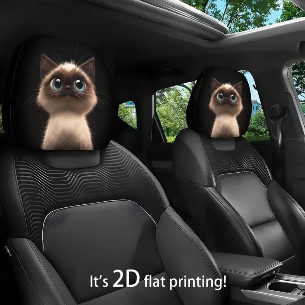 1pair Universal Fit Car Headrest Cover Elastic Fabric Double Sided Gothic Interior Decor Dust Proof Vivid Flat Print