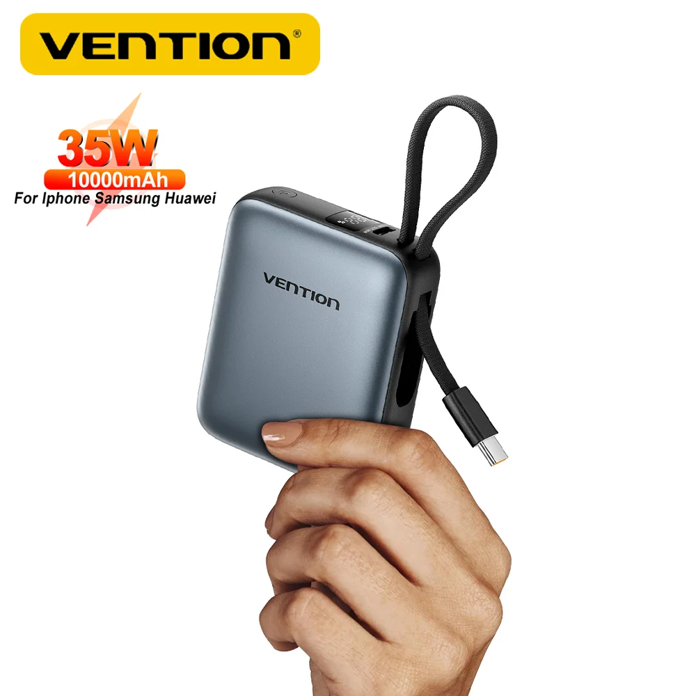 

Vention 35W Mini Power Bank 10000mAh PD Portable Powerbank Fast Charg External Charger with USB-C Cable for iPhone 16 Pro Huawei