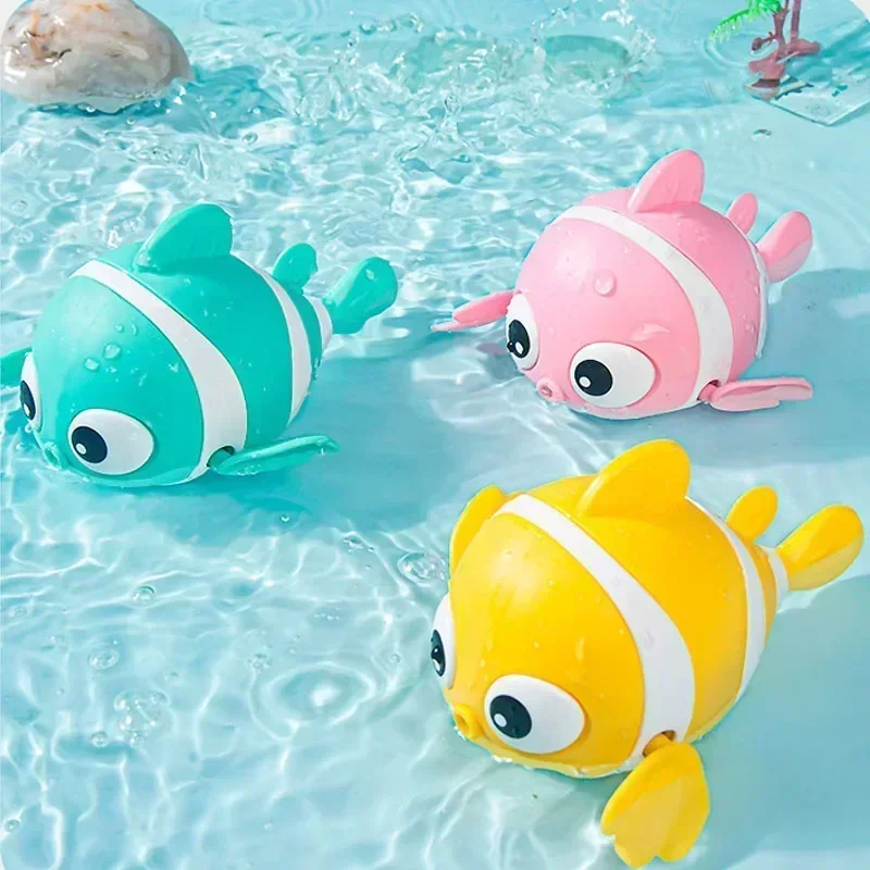 Bath Toys Cute Swimming Clown Fish Bath Toy for Toddlers Floating Wind Up Toys for Boy Girl New Born Baby Bathtub Toddler Toys