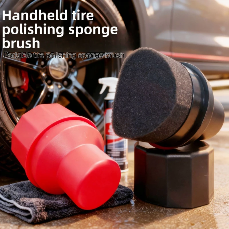Handheld Car Tire Wax Sponge Applicator Curved Auto Polishing Cleaning Foam Brush