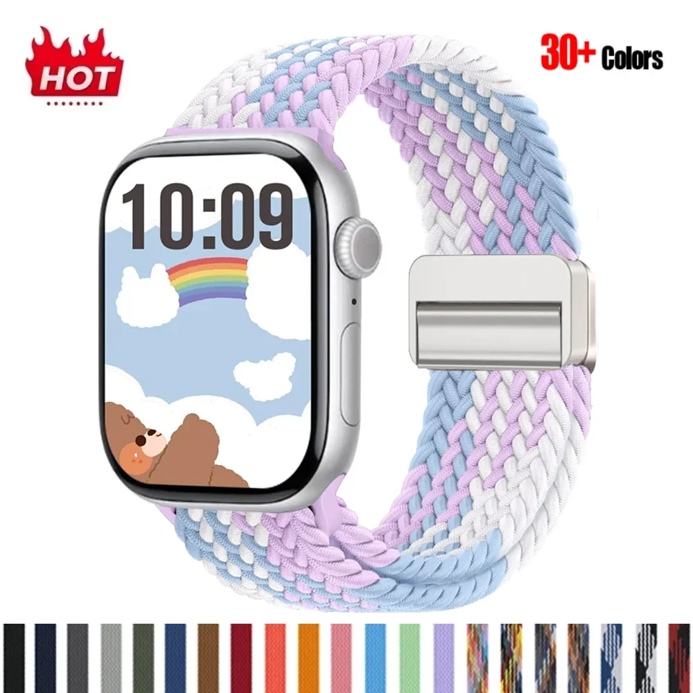Geflochtenes Armband für Apple Watch Band 44 mm 40 mm 45 mm 41 mm 38 42 mm Schnallenarmband Iwatch Series10 SE 7 6 8 9 Ultra 2 Magnetarmband