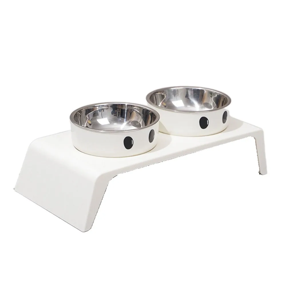 

Double Bowls Cat Food Water Bowl Non-Slip Detachable Elevated Pet Feeder Bowl with Stand Anti-vomiting