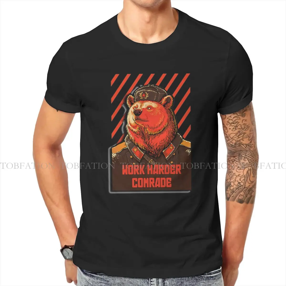 Russian USSR CCCP Fabric TShirt Vote Soviet Bear Meme  Classic T Shirt Homme Men Clothes Printing Trendy