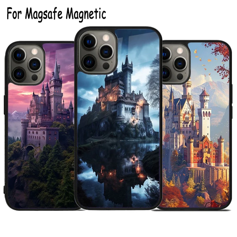 Fantasy Castle 8 Medieval Wireless Charge Magsafe Phone Case For iPhone 15 16 14 13 11 12 Pro Max Plus Magnetic Bumper Cover