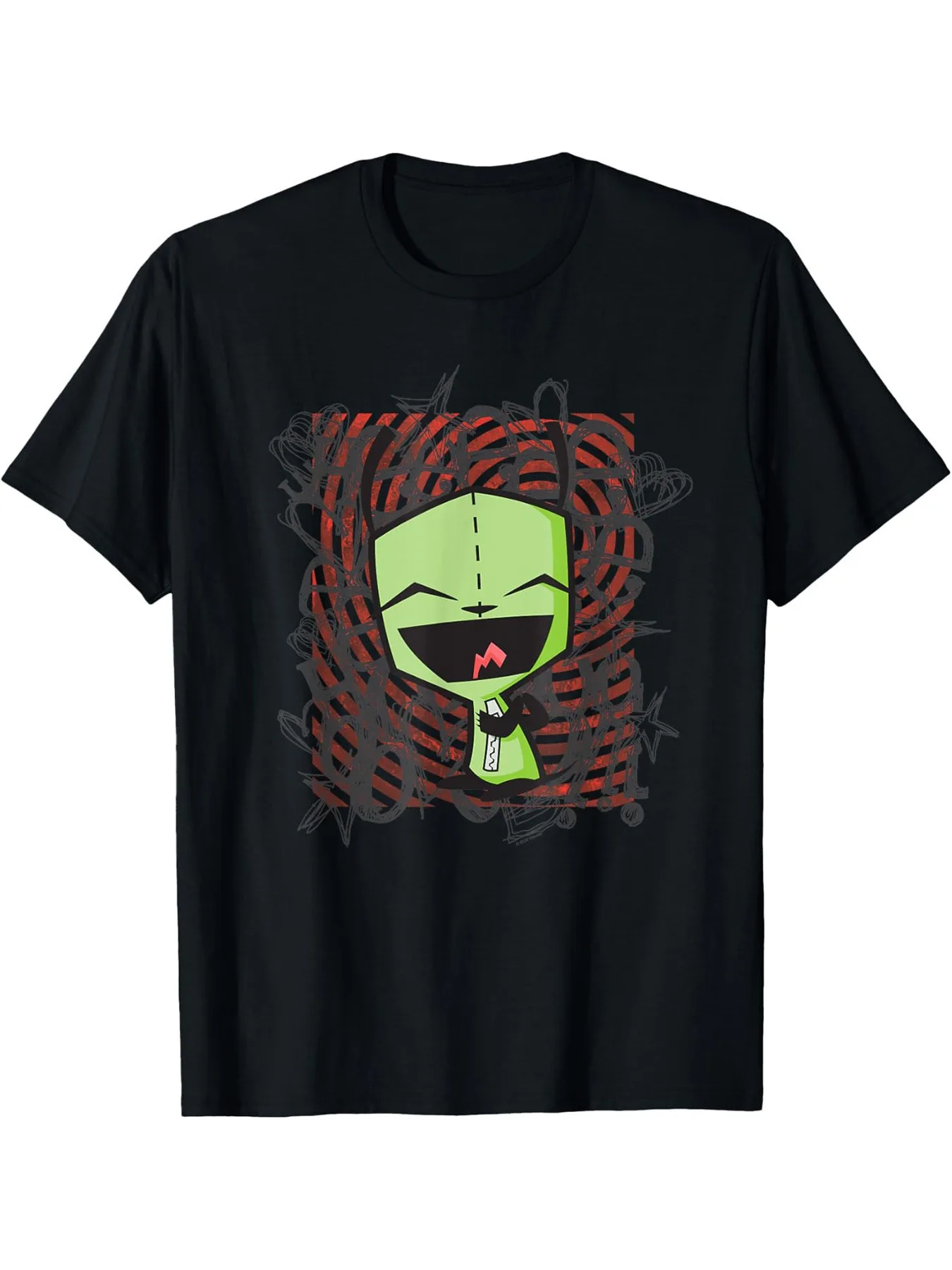 

Мужская футболка Invader Zim Happy Gir — повседневная хлопковая, черная с мультяшным пришельцами
