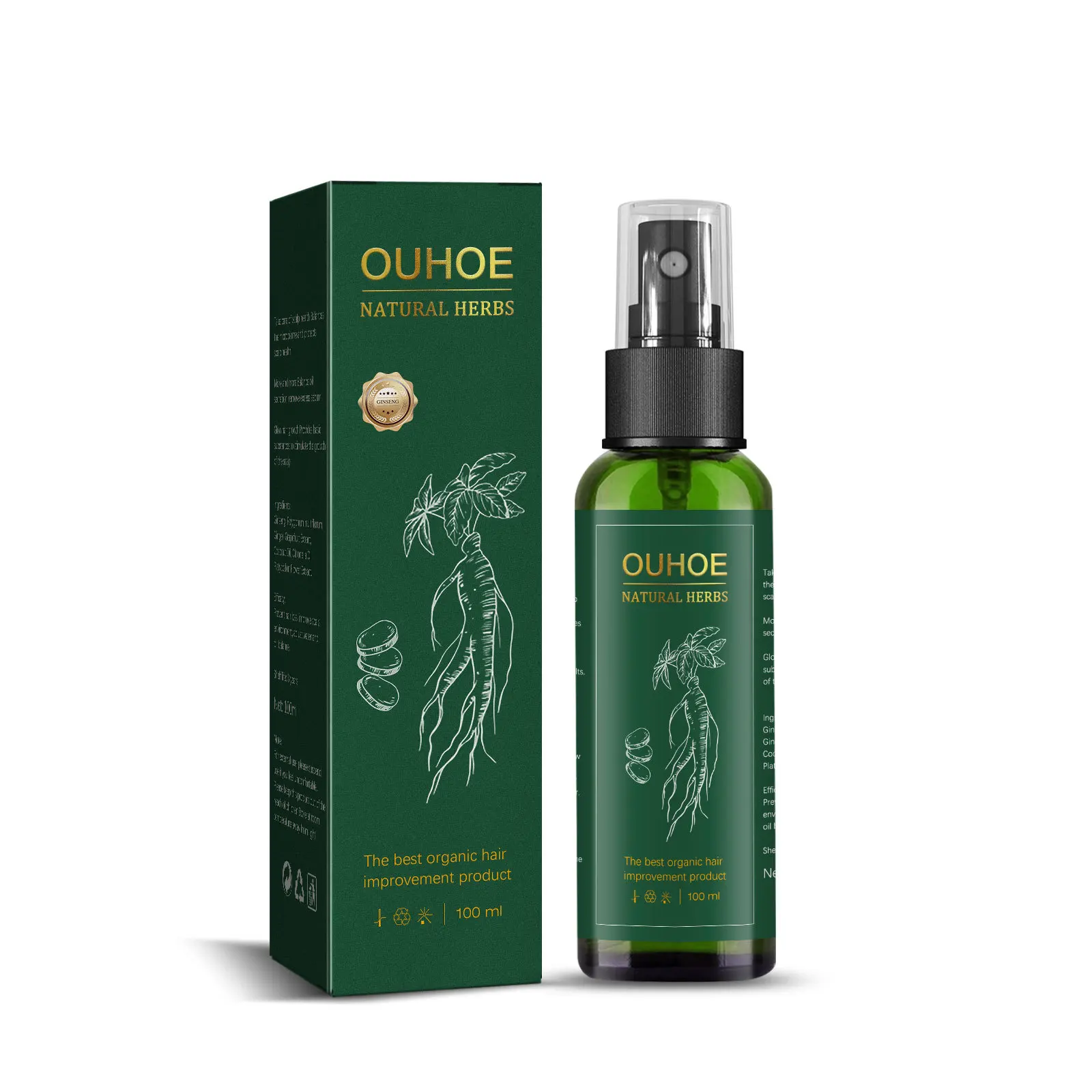 OUHOE Ginseng  Hair Growth Serum Oil With Biotin Essential Liquid Strengthen Hair Root Nourishes Hair Repairing