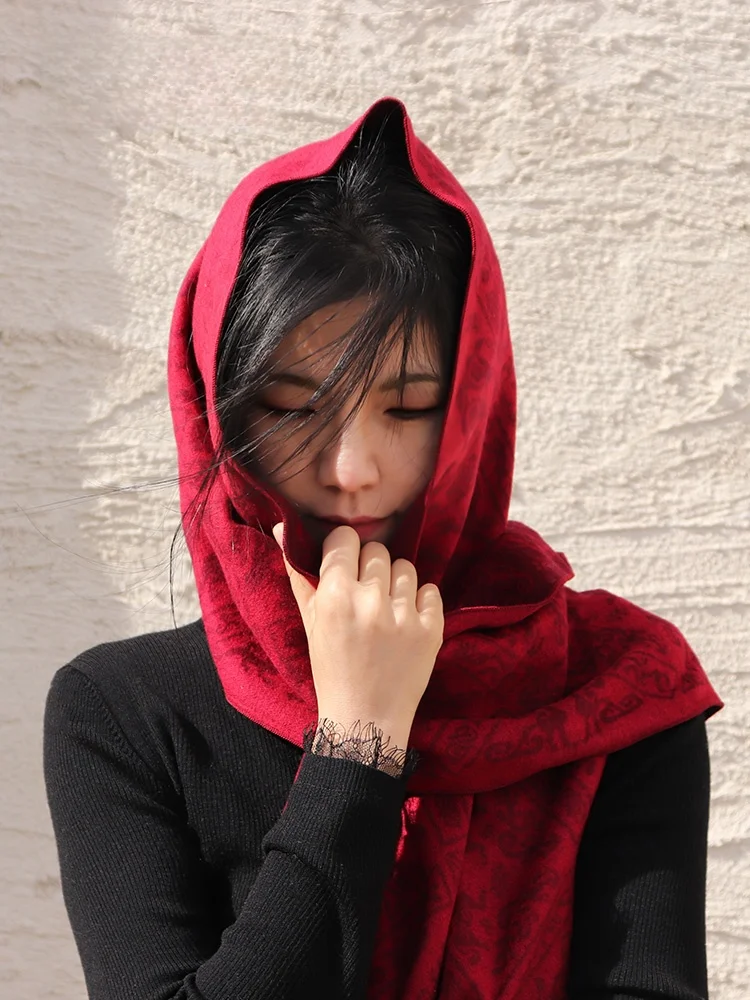 National Museum of China Long Rectangle Scarf Collection Warmth Birthday Gift Dragon And Phoenix Pattern Unisex Winter Spring