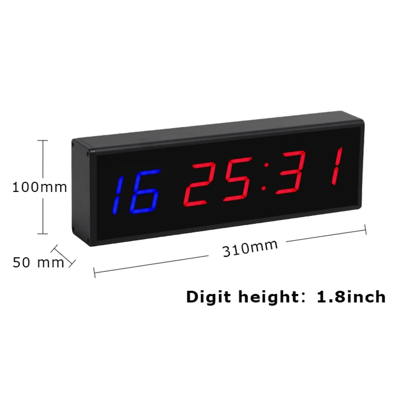 CP13 1.8 Inch 6 Digit Display LED Portable Gym Timer Blue Red 6 Digital Timing Small and Convenient